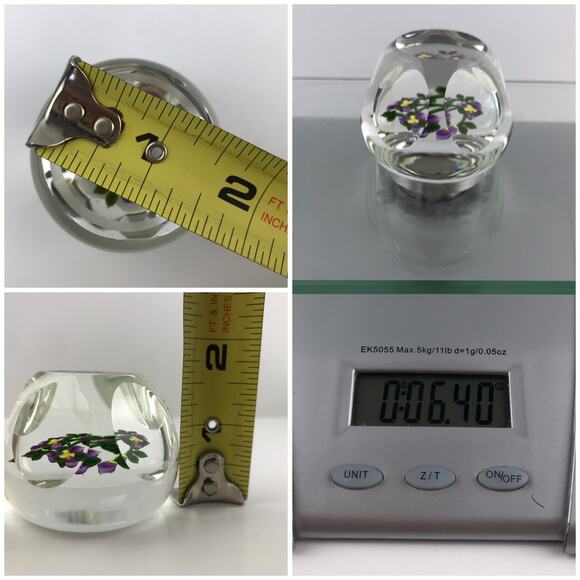 Perthshire PP221 2000 Amethyst & Yellow Flower Bouquet Faceted Paperweight Cert - Picture 11 of 16